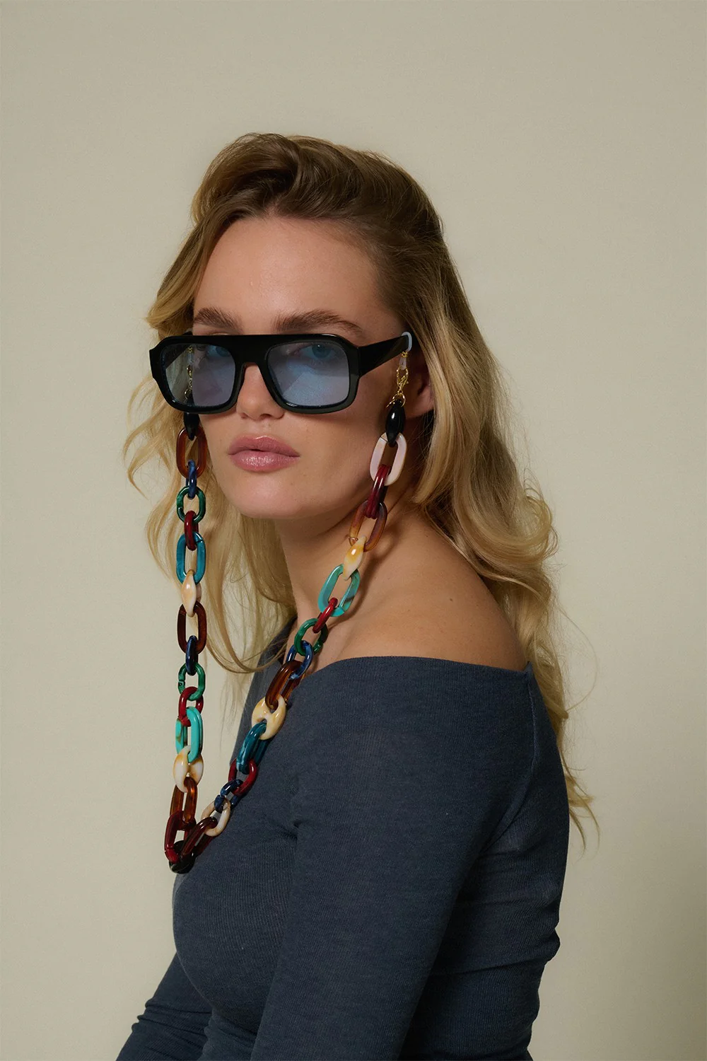 Bijoux Chaine De Lunettes Ambre Multicolore 72 cm - Image 5