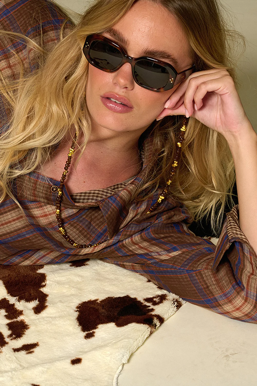 Bijoux Chaine De Lunettes Liviya Marron 72 cm - Image 4