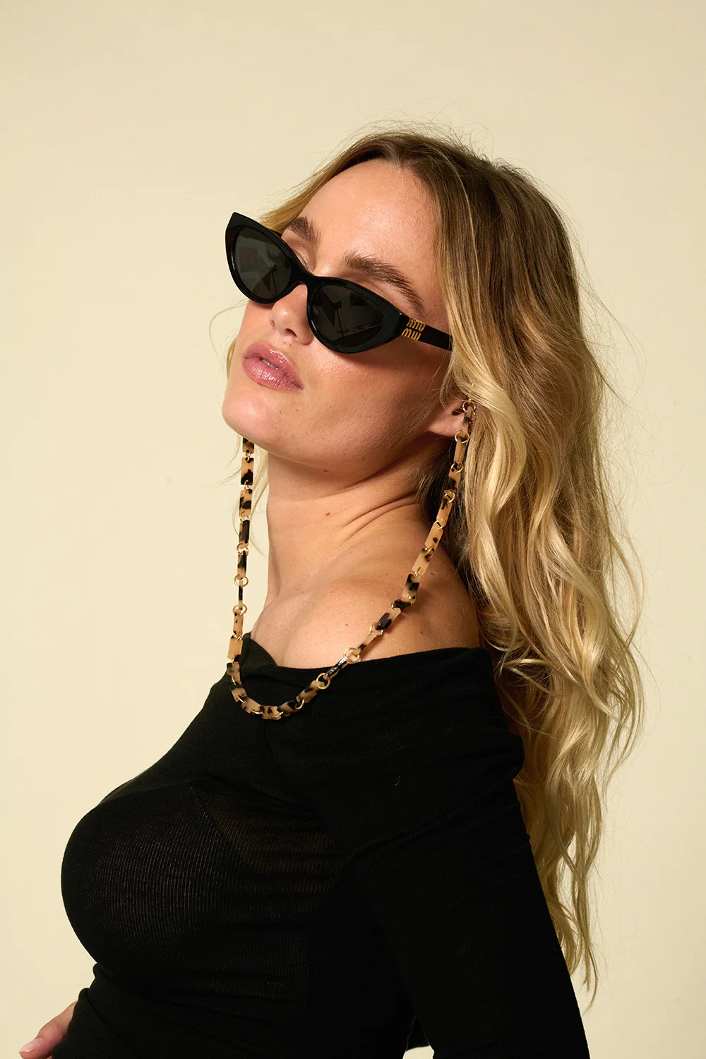 Bijoux Chaine De Lunettes Nahara Beige 72 cm - Image 3
