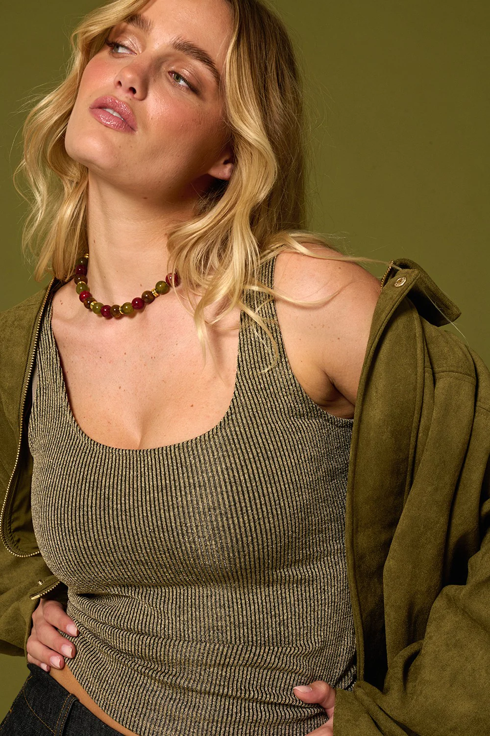 Bijoux Collier Harper Kaki 40 cm - Image 2