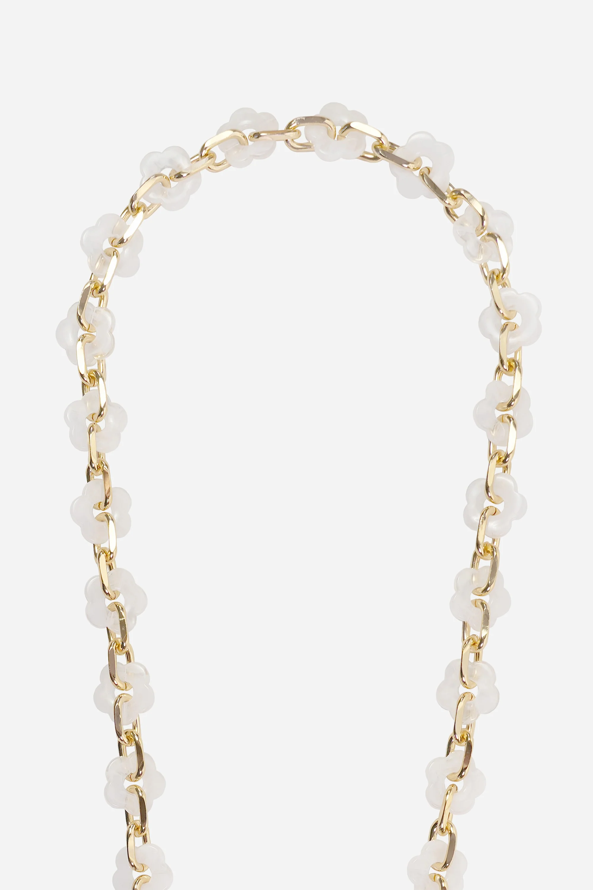 Chaine Longue Cassy Fleurs Blanc 120 cm - Image 3