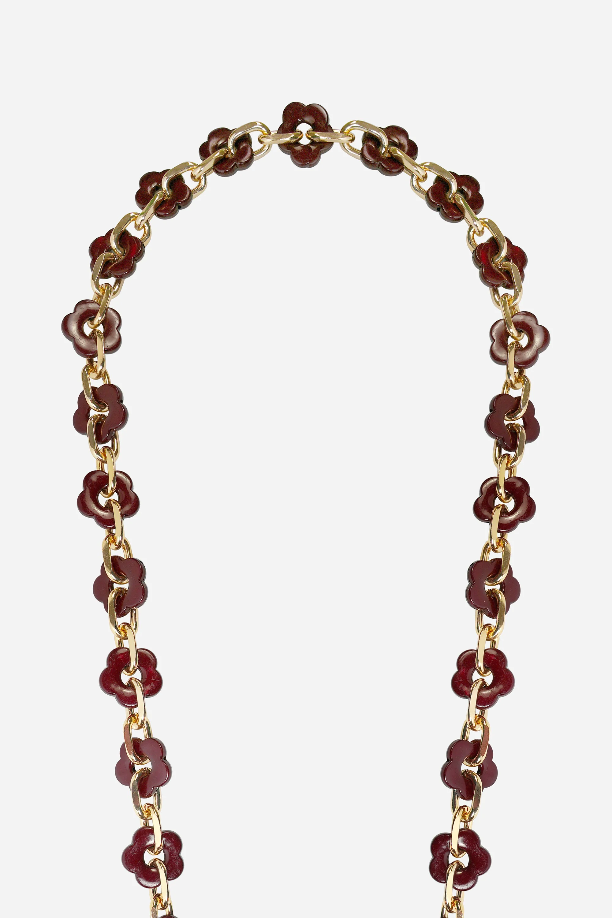 Chaine Longue Cassy Fleurs Bordeaux 120 cm - Image 3