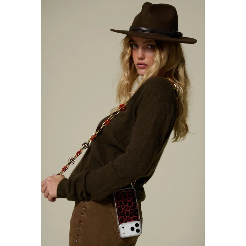 Chaine Longue Cassy Marron Rouge 120 cm - Image 3