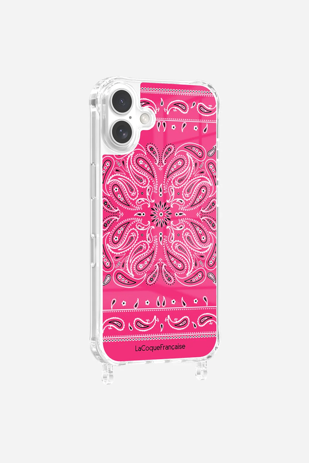Coque Anneaux Imprimee Bandana Rose Fluo - Image 4