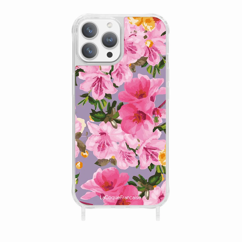 Coque Anneaux Imprimee Fleuri Rose - Image 12