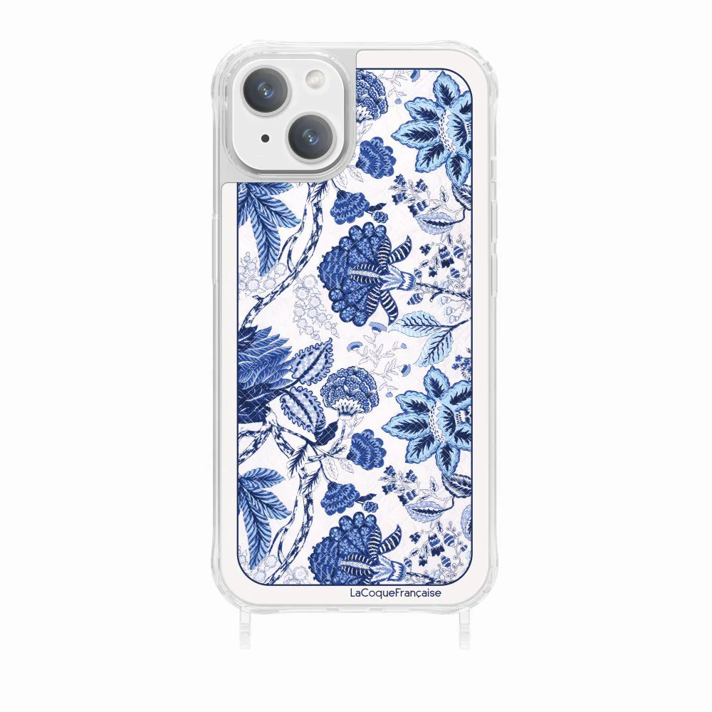Coque Anneaux Imprimee Foulard Fleurs Bleues - Image 10