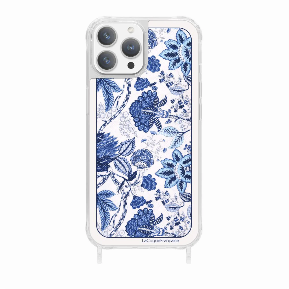 Coque Anneaux Imprimee Foulard Fleurs Bleues - Image 12