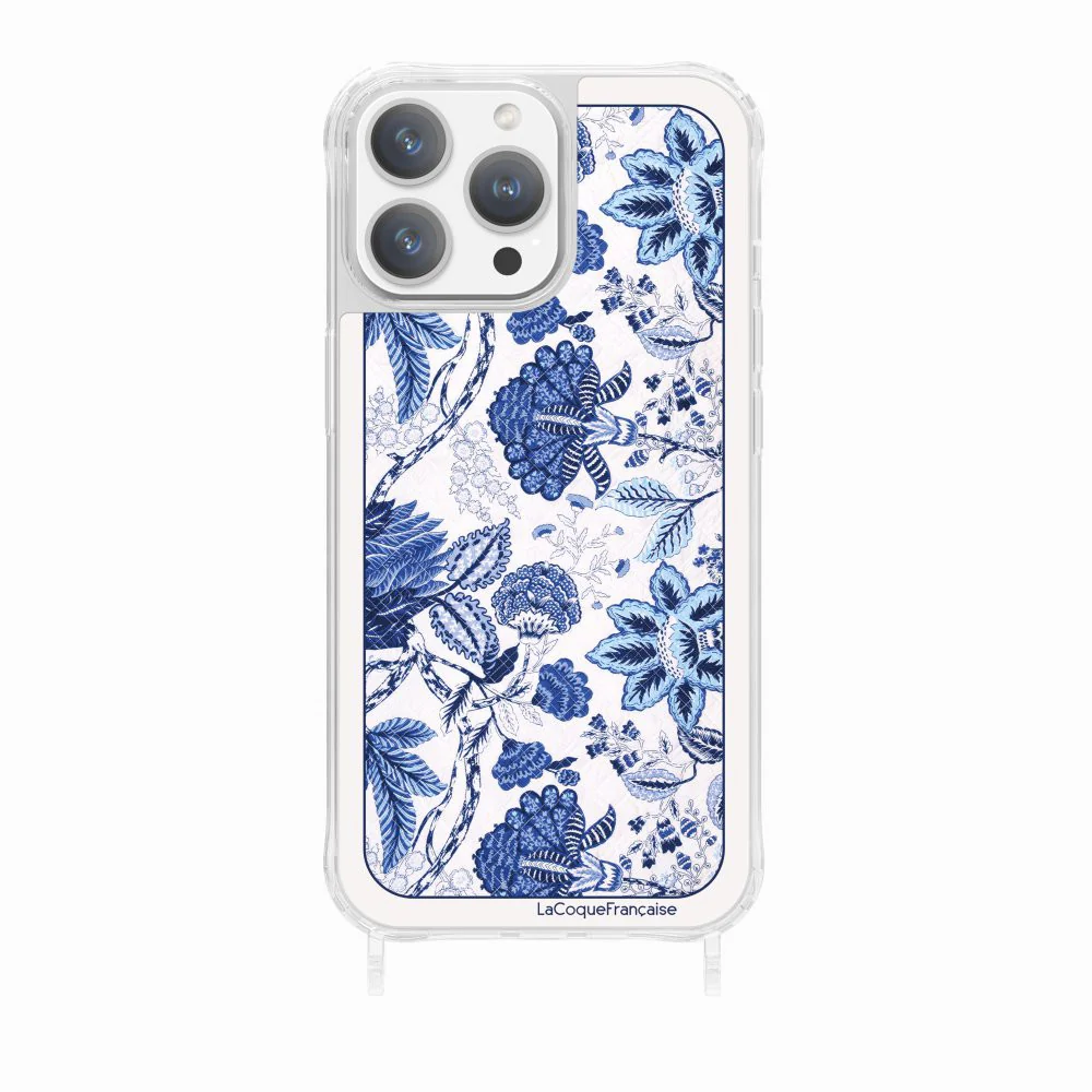 Coque Anneaux Imprimee Foulard Fleurs Bleues - Image 8