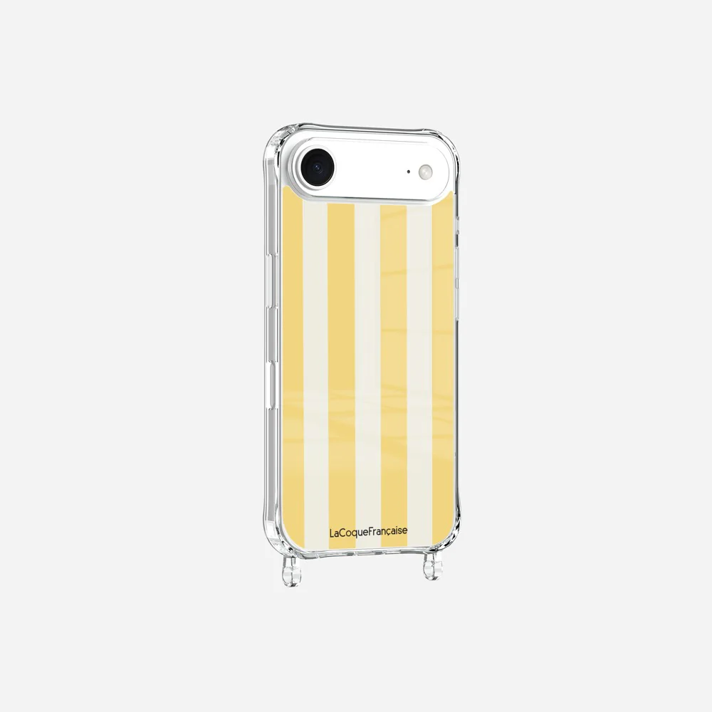 Coque Anneaux Imprimee Rayure Jaune Beige - Image 4