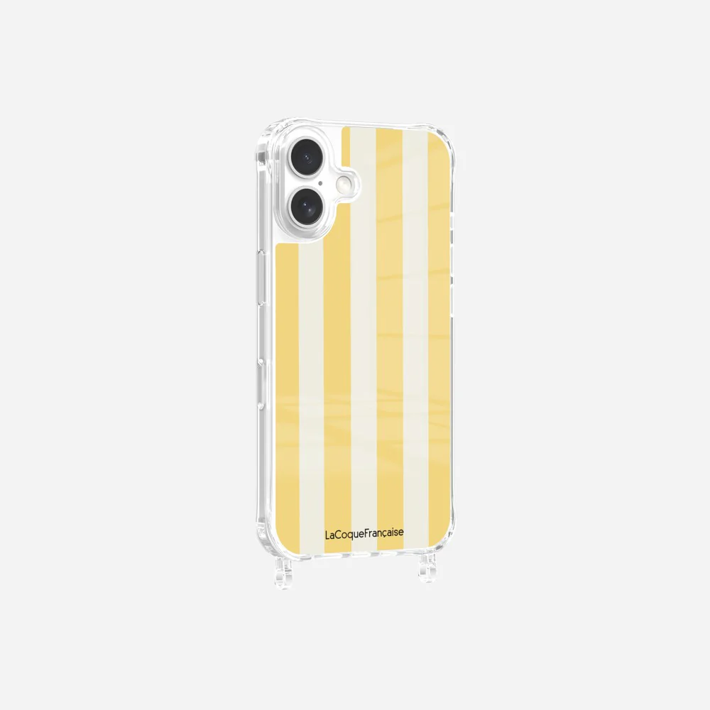Coque Anneaux Imprimee Rayure Jaune Beige - Image 8