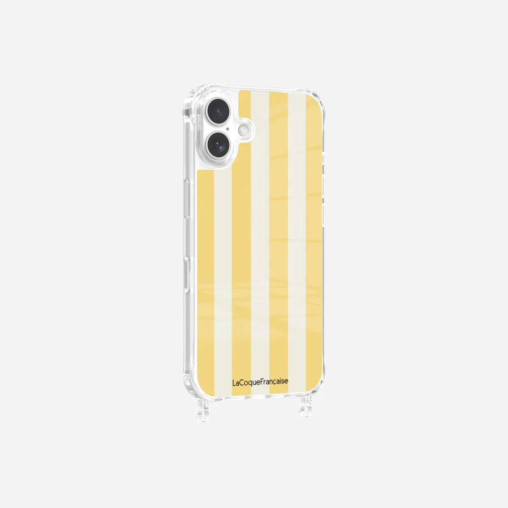 Coque Anneaux Imprimee Rayure Jaune Beige - Image 9