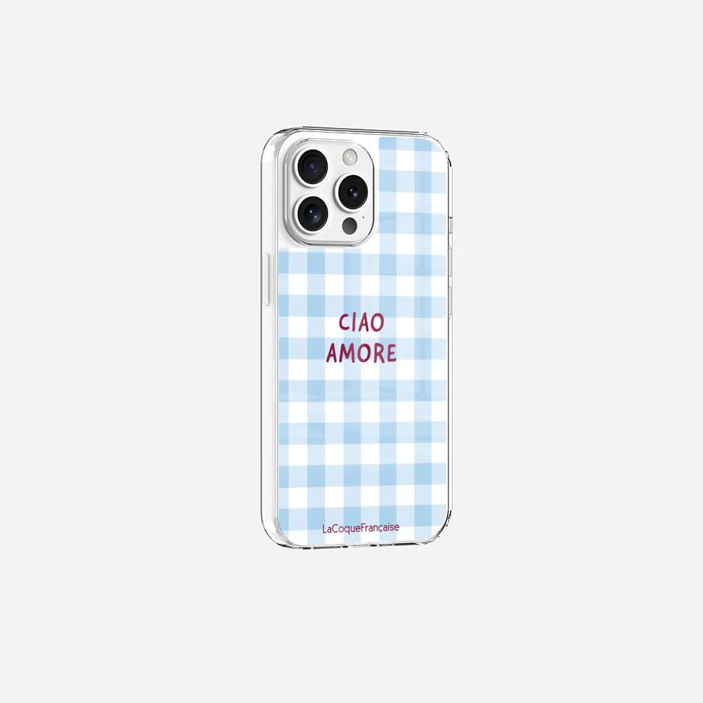 Coque Sans Anneaux Imprimee Ciao Amore Vichy Bleu - Image 15
