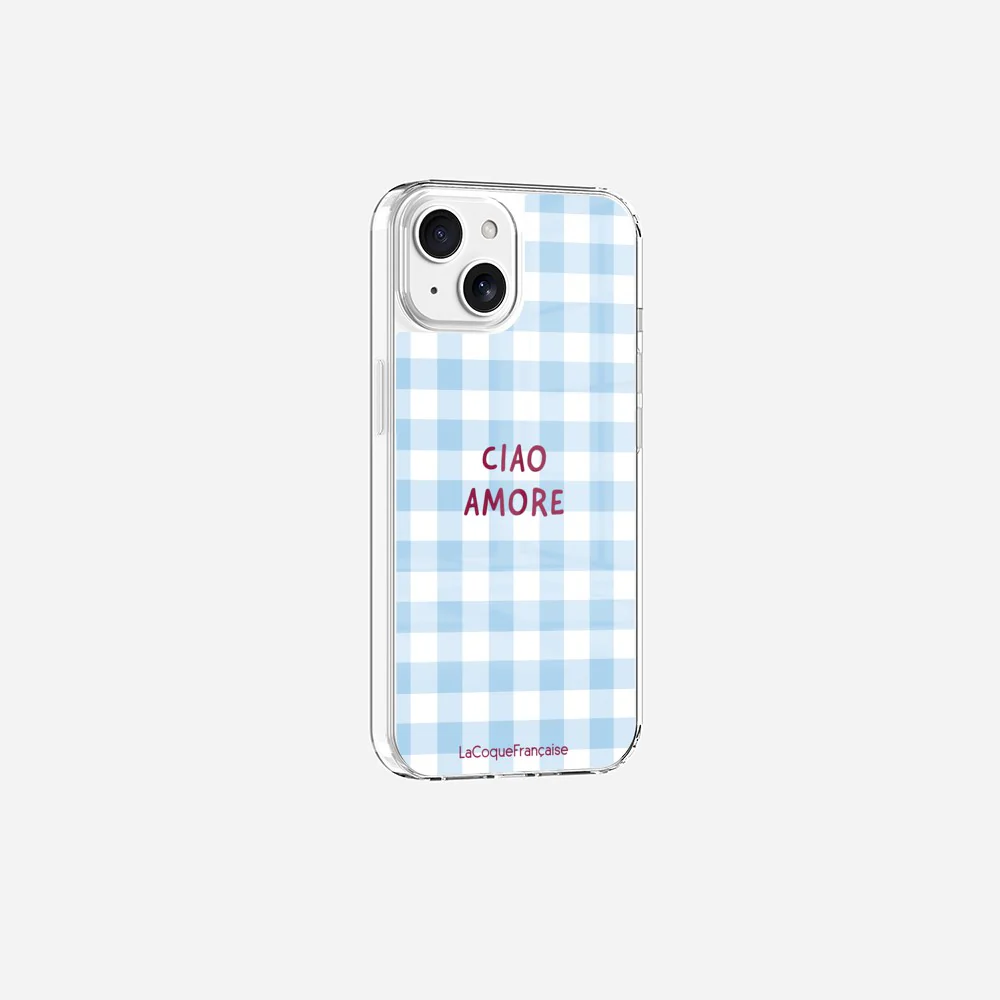 Coque Sans Anneaux Imprimee Ciao Amore Vichy Bleu - Image 16