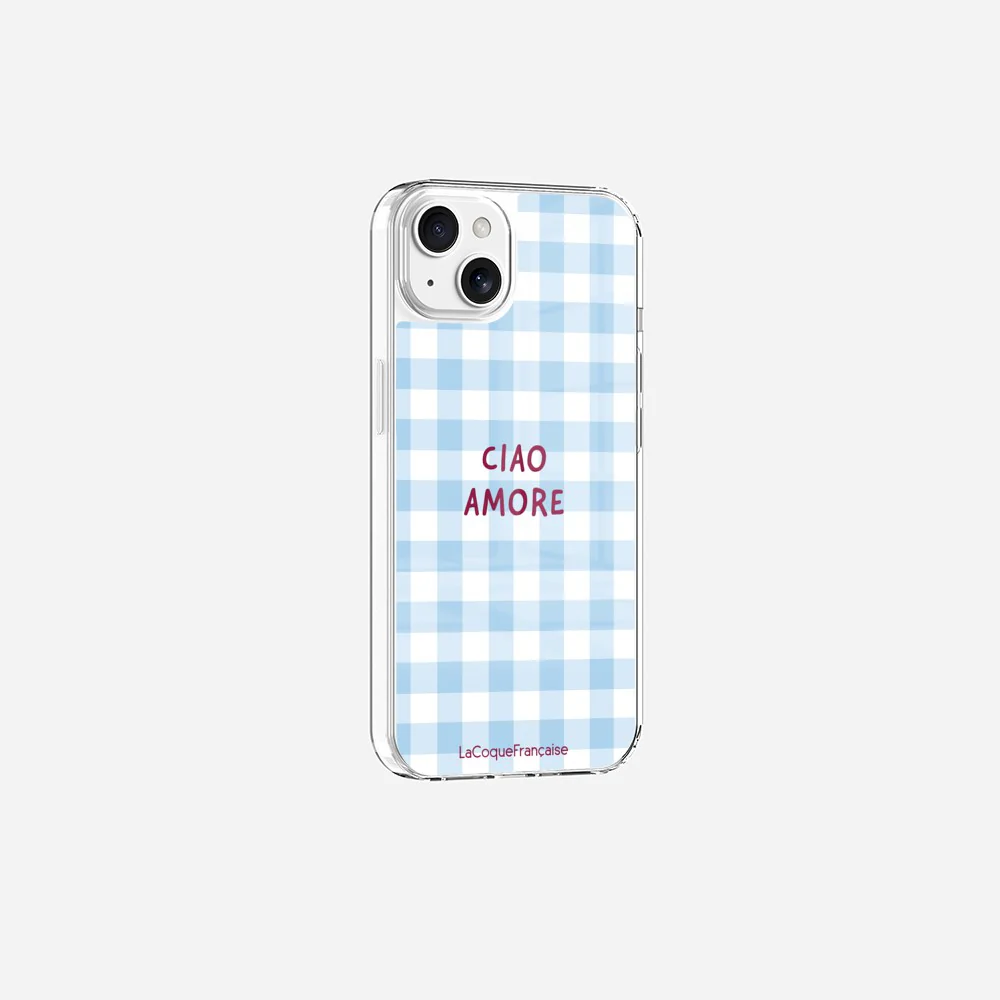 Coque Sans Anneaux Imprimee Ciao Amore Vichy Bleu - Image 17