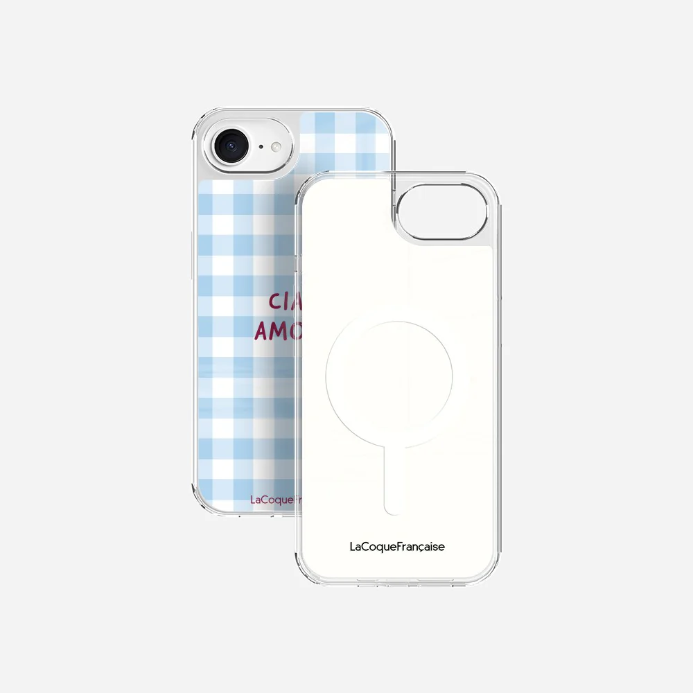Coque Sans Anneaux Imprimee Ciao Amore Vichy Bleu - Image 23