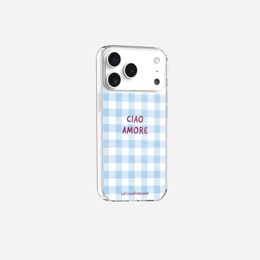 Coque Sans Anneaux Imprimee Ciao Amore Vichy Bleu - Image 3