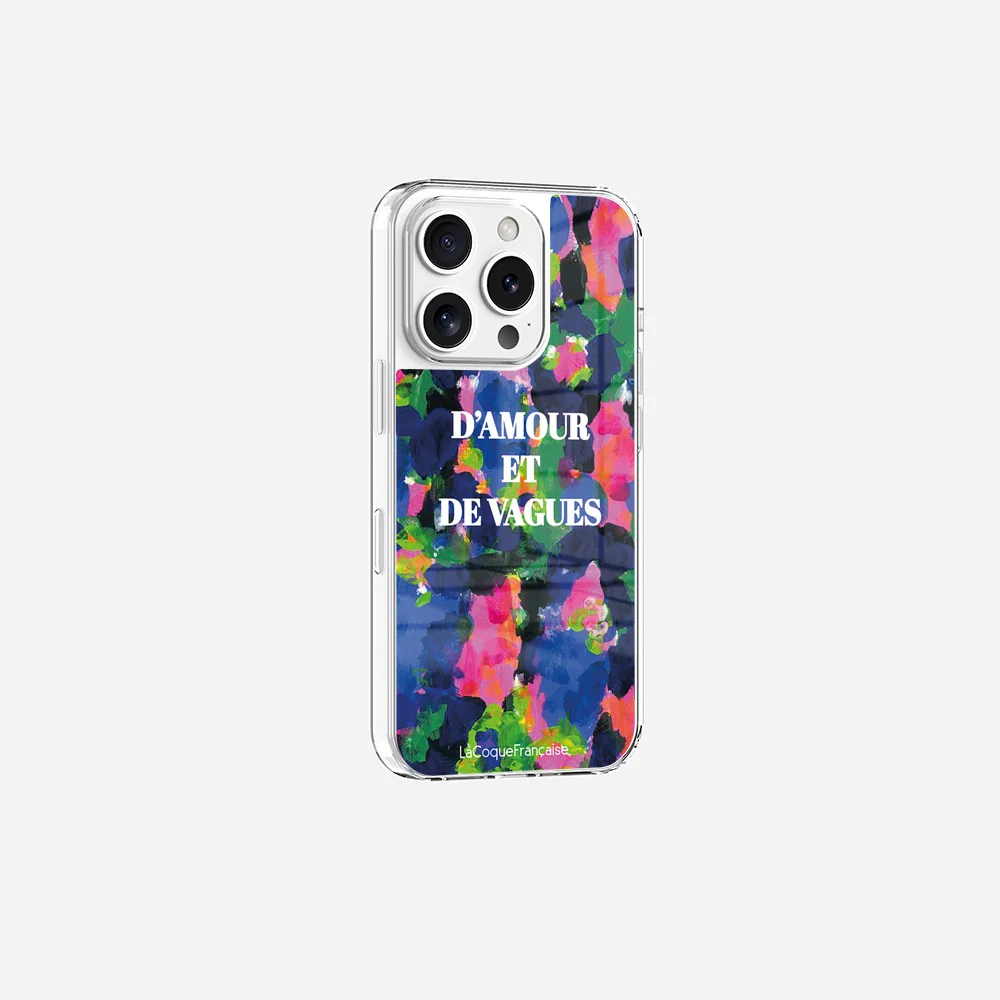 Coque Sans Anneaux Imprimee D'amour Et De Vagues Bleu - Image 3