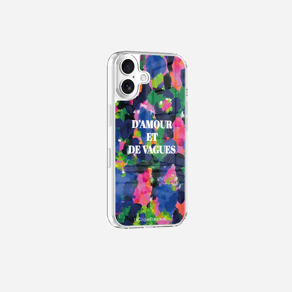 Coque Sans Anneaux Imprimee D'amour Et De Vagues Bleu - Image 5