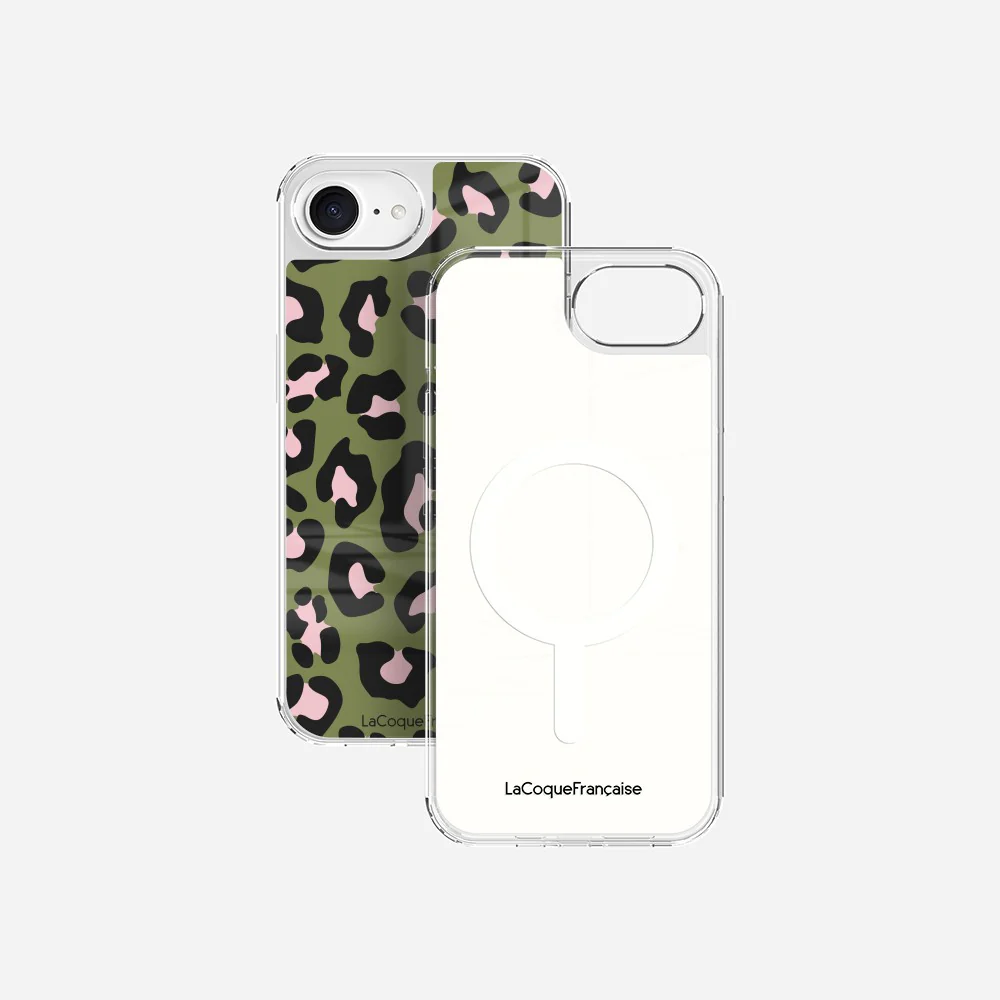 Coque Sans Anneaux Imprimee Leopard Kaki Et Rose - Image 22