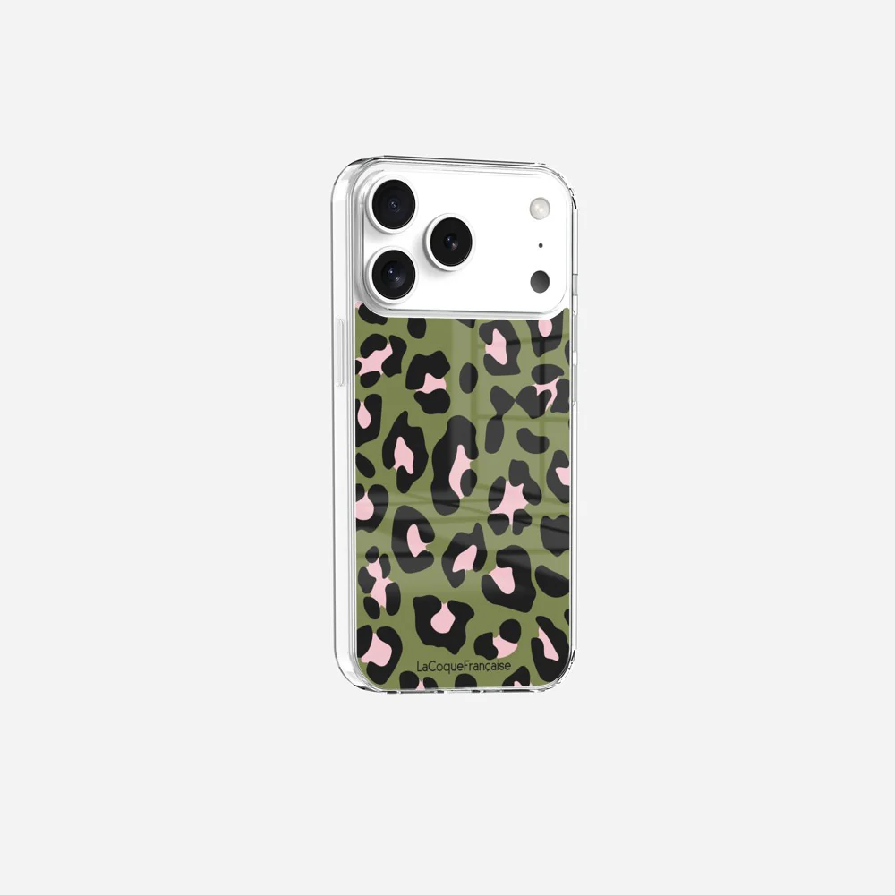 Coque Sans Anneaux Imprimee Leopard Kaki Et Rose - Image 3