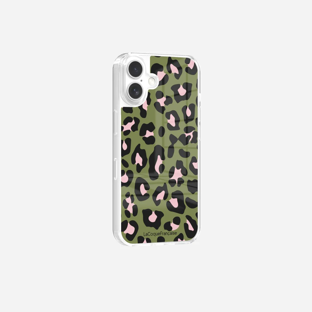 Coque Sans Anneaux Imprimee Leopard Kaki Et Rose - Image 5