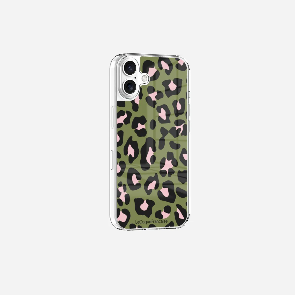Coque Sans Anneaux Imprimee Leopard Kaki Et Rose - Image 8