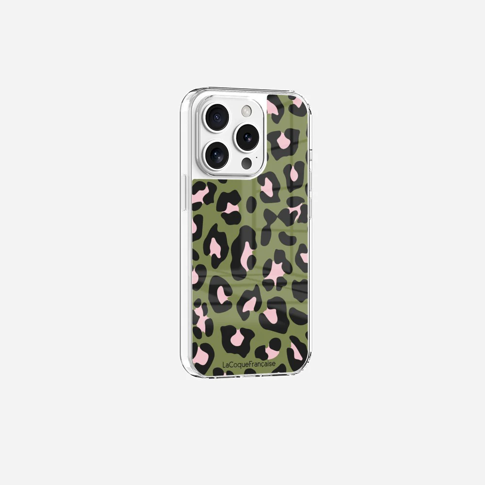 Coque Sans Anneaux Imprimee Leopard Kaki Et Rose - Image 9