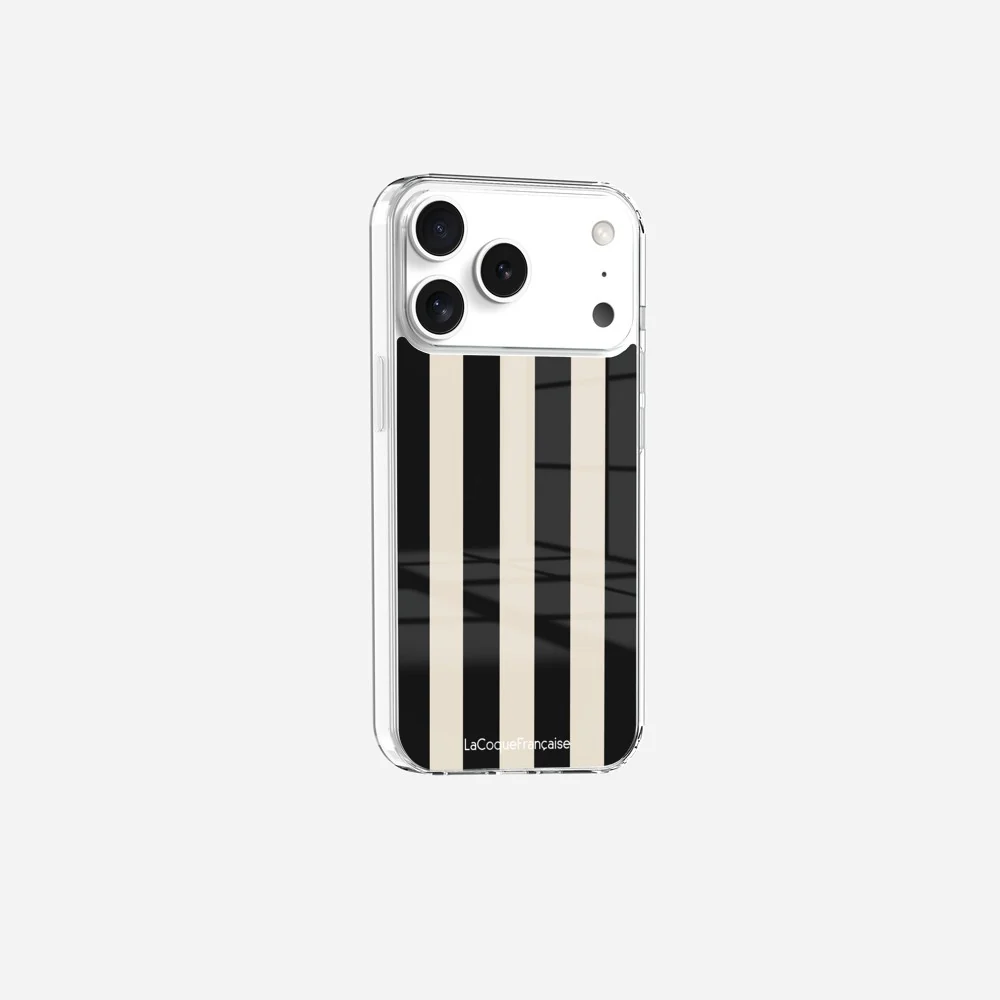 Coque Sans Anneaux Imprimee Rayure Noir Beige - Image 2