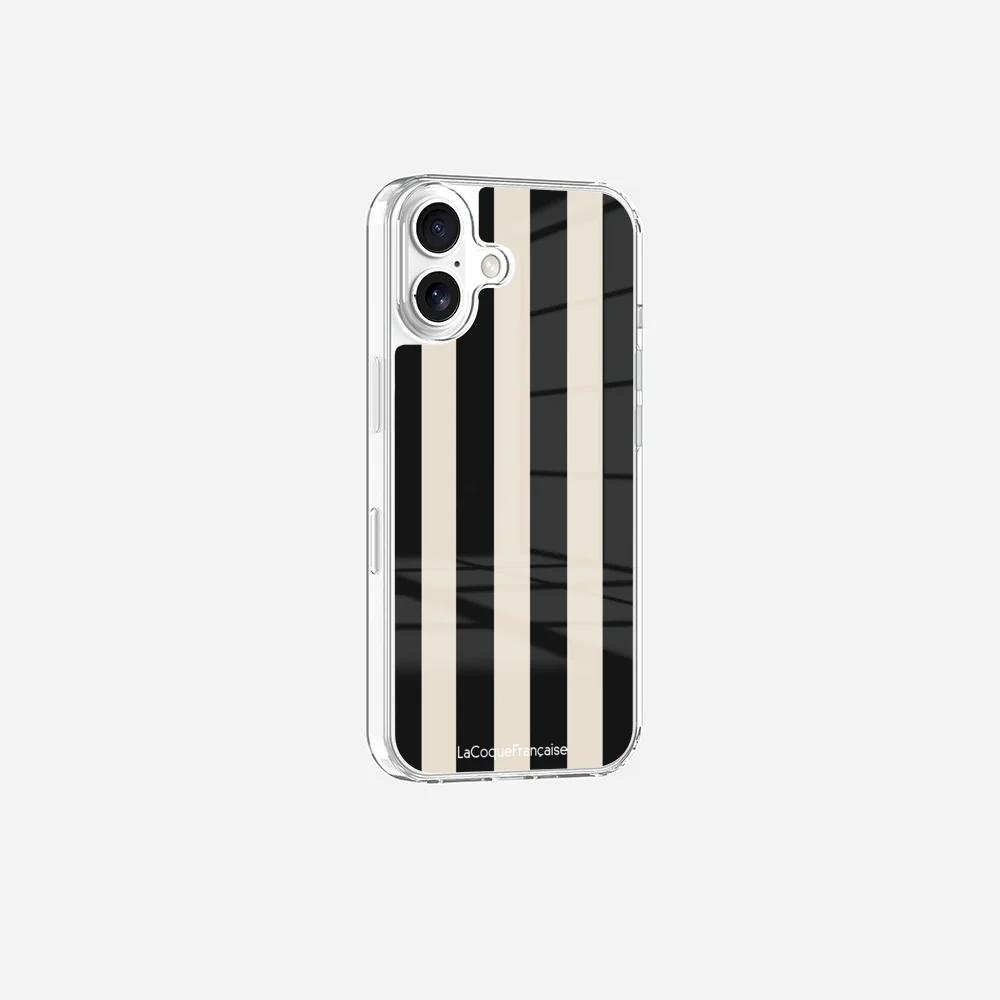 Coque Sans Anneaux Imprimee Rayure Noir Beige - Image 7